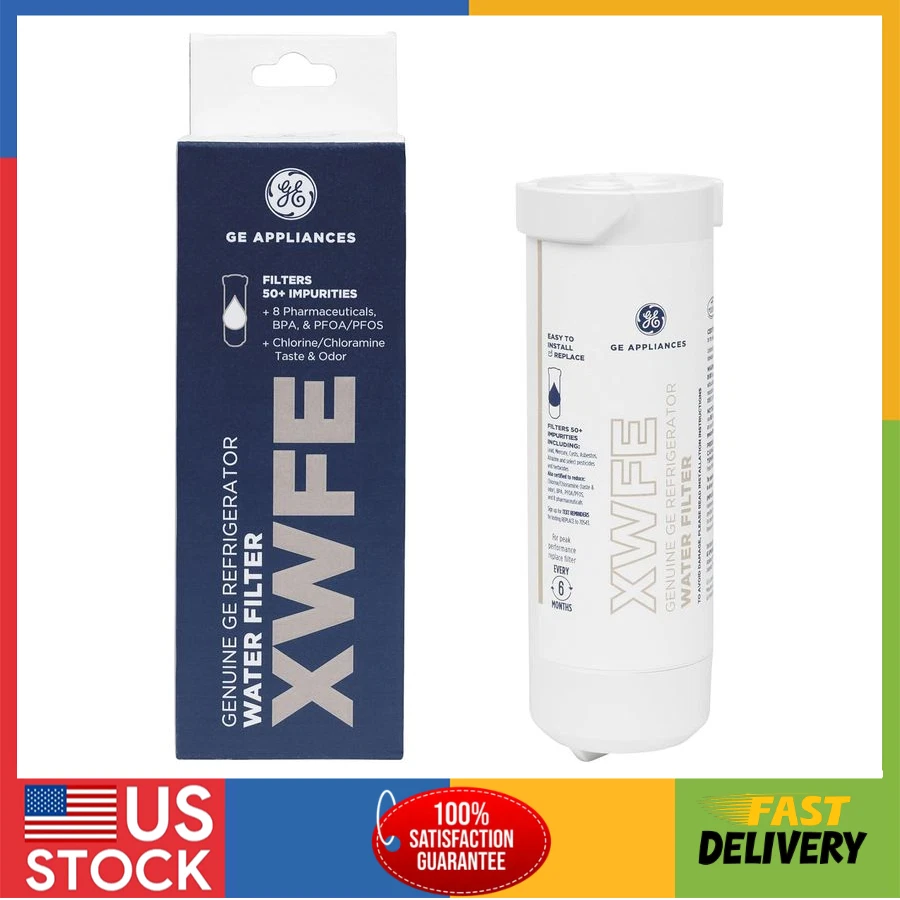 GE XWFE Genuine Refrigerator Water Filter, Replacement Filter for Select GE Refrigerators